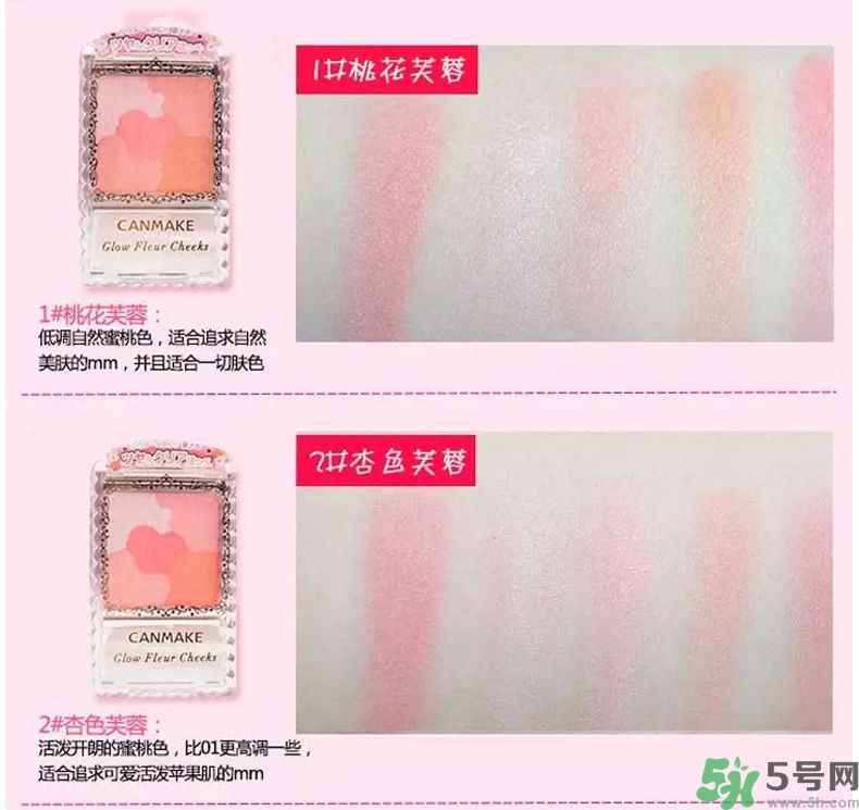canmake花瓣腮紅色號對比圖？canmake五色花瓣腮紅試色