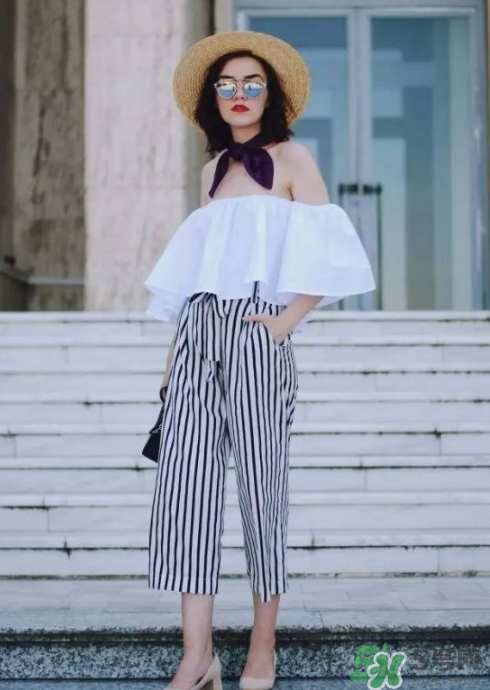 條紋闊腿褲配什么上衣？條紋闊腿褲搭配上衣圖片