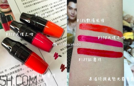 蘭蔻搖搖樂(lè)啞光唇釉186是什么顏色？蘭蔻氣墊光霧唇露試色